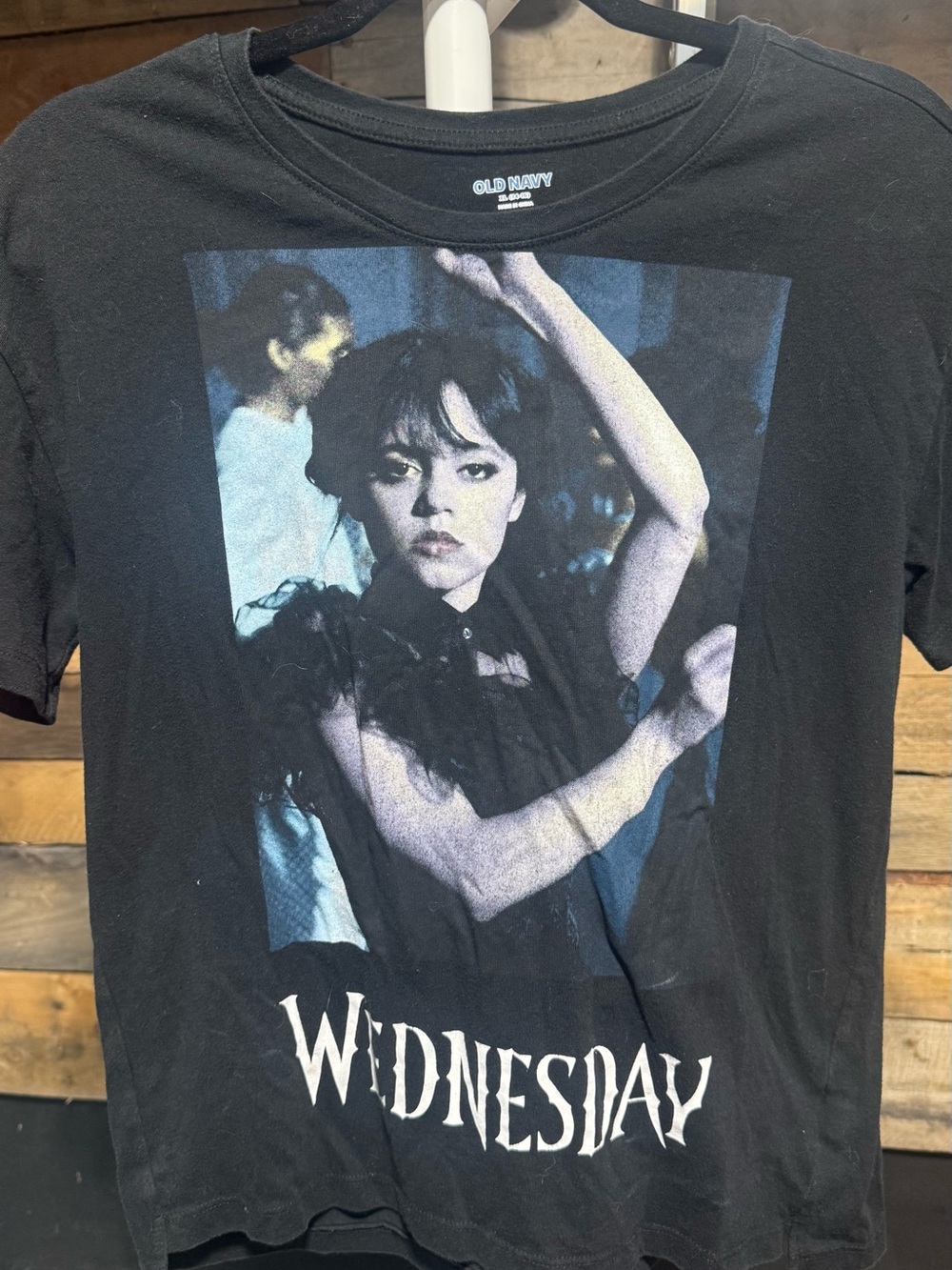 Old Navy Black Wednesday Graphic Tee with Photo Print XL